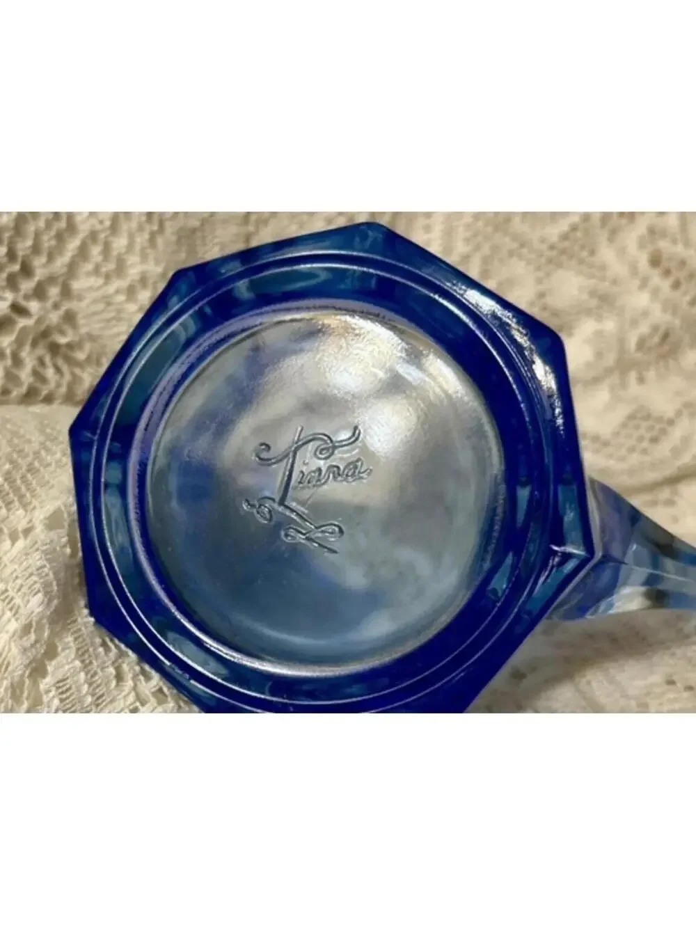 Tiara Vintage Blue Glass Pitcher and Glasses Set
